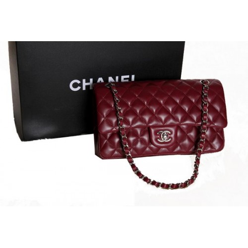 Borsa con patta classica in pelle originale Chanel serie 2.55 A01112 bordeaux