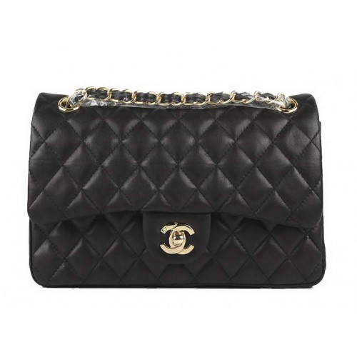 Chanel Borsa con patta in pelle originale serie 2.55 A01112 nera dorata