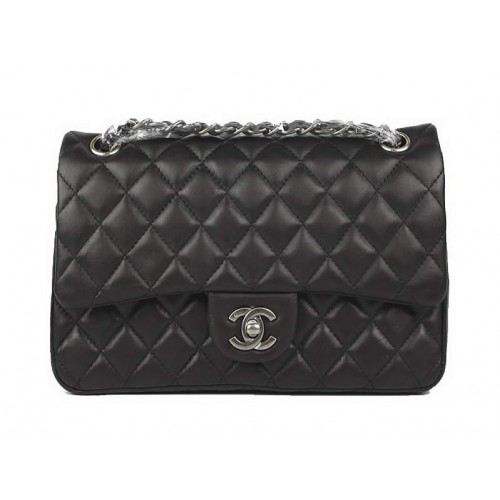 Borsa con patta in pelle originale Chanel serie 2.55 A01112 argento nero