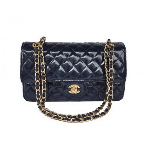 acquista a buon mercato Chanel 2.55 Series Royalblue Patent Leather Flap Bag Gold Hardware