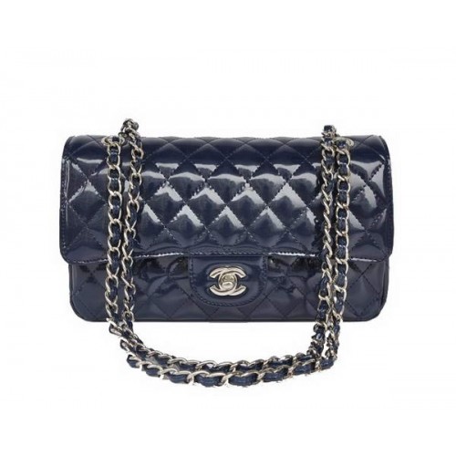 acquista a buon mercato Chanel 2.55 Series Royalblue Patent Leather Flap Bag Silver Hardware