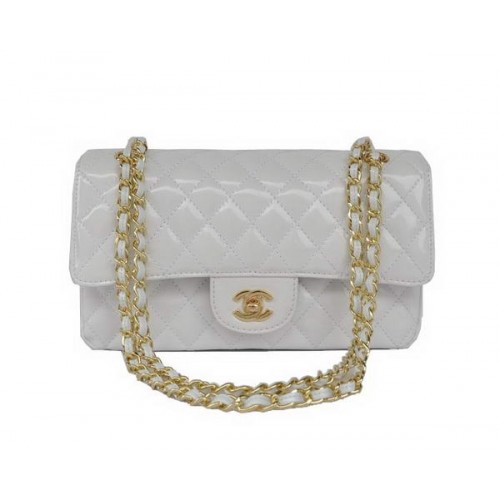 acquista a buon mercato Chanel 2.55 Series Borsa con patta in pelle verniciata bianca Hardware dorato