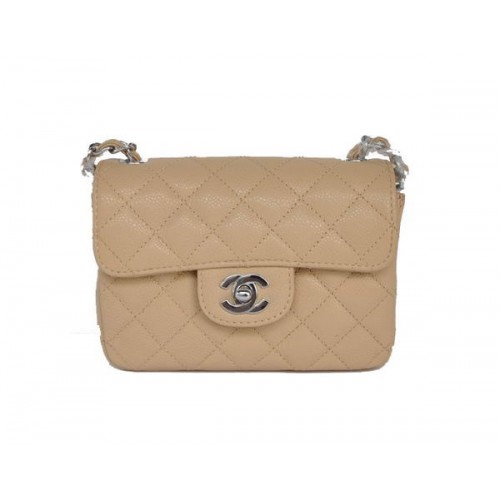 Chanel 2.55 mini Flap Bag 1115 Pelle di montone beige Hardware argento