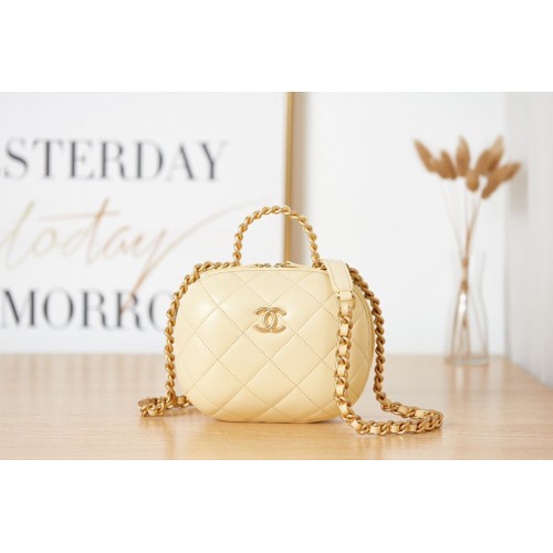 Borsa cosmetica Chanel 22S con manico superiore AS3066 giallo chiaro