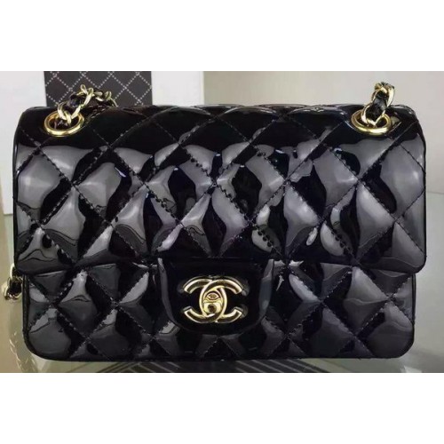 Borsa a doppia patta Chanel serie 2.55 in vernice nera originale CF7024 oro