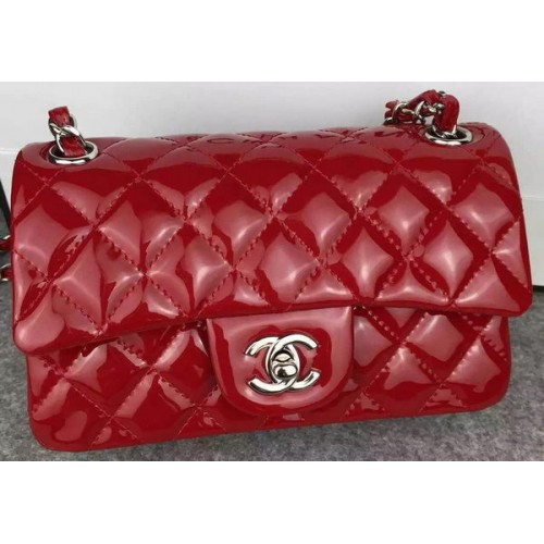 Chanel Borsa a doppia patta serie 2.55 Borgogna Pelle verniciata originale CF7024 Argento