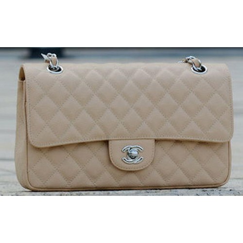 Chanel 2.55 Series Flap Bag Apricot Cannage Pattern A1112 Argento