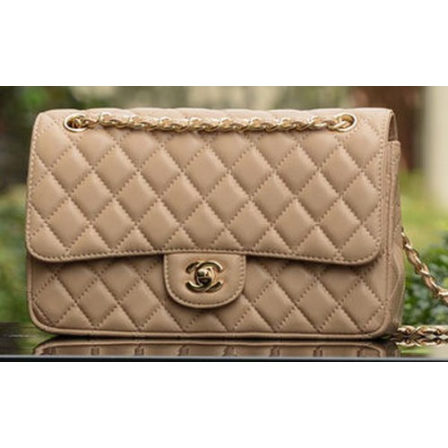 Borsa con patta Chanel serie 2.55 in pelle di montone color albicocca A1112 oro