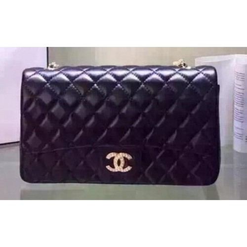 Chanel Borsa con patta serie 2.55 Pelle di montone nera A5016 nera
