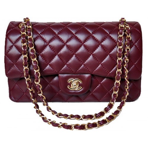 Chanel Borsa con patta serie 2.55 Pelle verniciata bordeaux A1112 oro