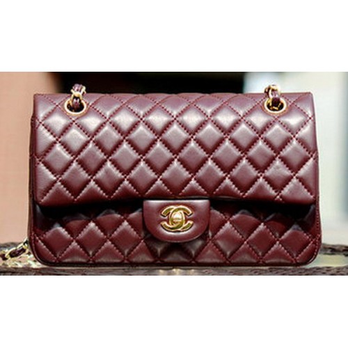 Chanel Borsa con patta serie 2.55 Pelle di montone bordeaux A37586 Oro