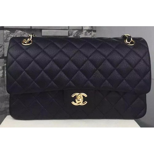 Borsa con patta Chanel serie 2.55 in pelle di daino A1112 nera