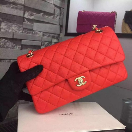 Borsa con patta Chanel serie 2.55 in pelle di daino A1112 rossa