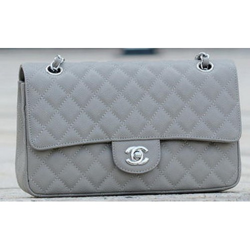 Chanel Borsa con patta serie 2.55 Grigio Cannage Pattern A1112 Argento