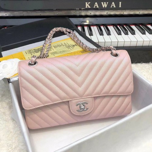 Borsa con patta Chanel serie 2.55 in pelle A1112CF rosa