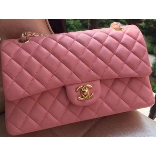 Chanel Borsa con patta serie 2.55 Rosa Pelle originale A01112 Oro