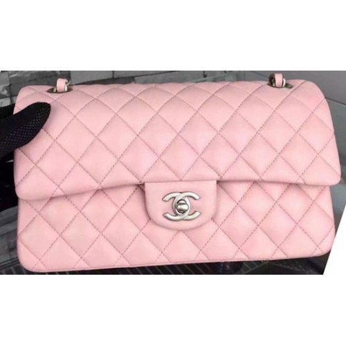 Chanel Borsa con patta serie 2.55 Pelle di montone rosa A06375 Argento