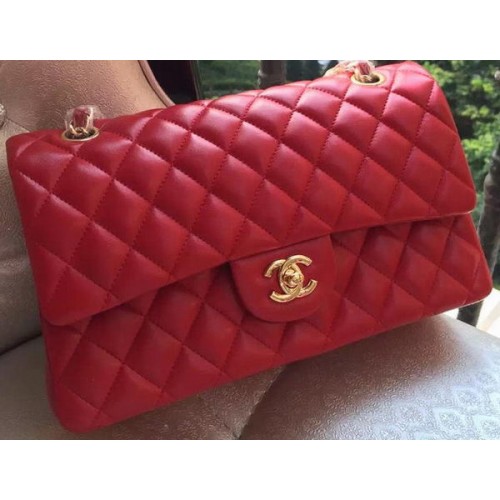 Borsa con patta Chanel serie 2.55 in pelle rossa originale A01112 oro