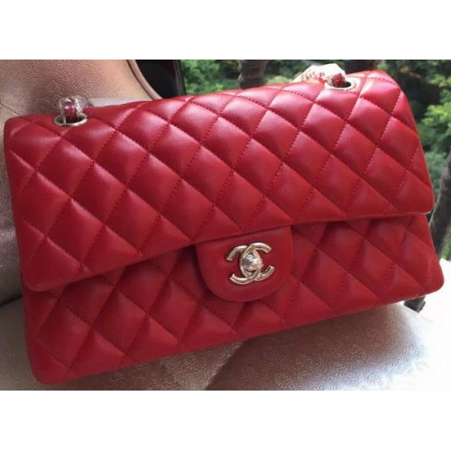 Borsa con patta Chanel serie 2.55 in pelle rossa originale A01112 argento
