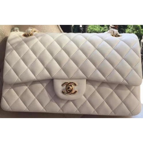 Borsa con patta Chanel serie 2.55 in pelle bianca originale A01112 oro