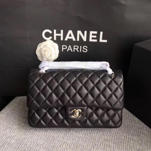 Borse con patta Chanel serie 2.55 nere pelle di daino originale A1112 argento