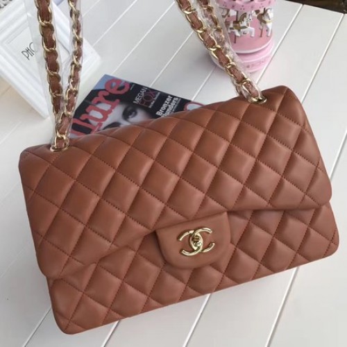 Borse con patta Chanel serie 2.55 marrone pelle di pecora originale A1112 oro