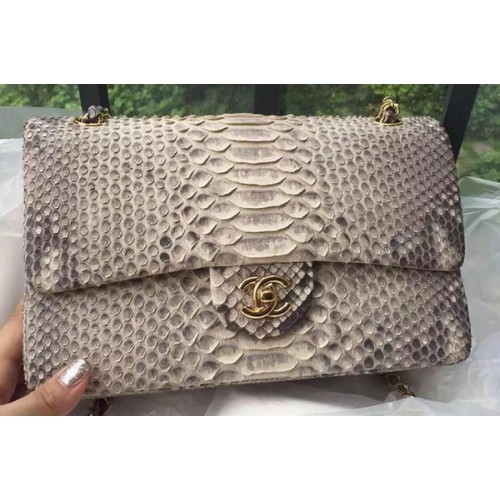 Borse con patta Chanel serie 2.55 OffWhite Pink Original Python Leather A1112SA Gold