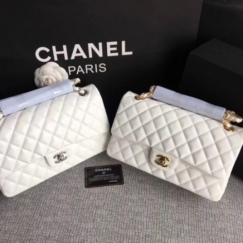Borse con patta Chanel serie 2.55 in pelle originale A1112 bianca