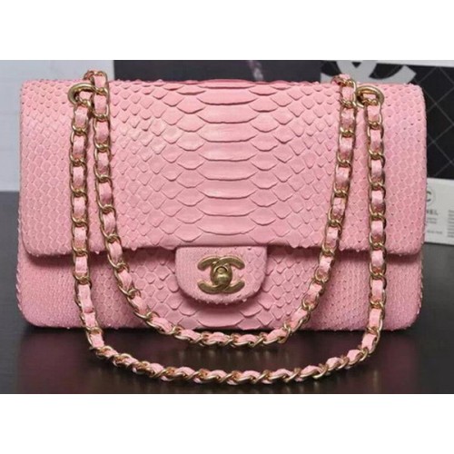 Borse con patta Chanel serie 2.55 Sakura Pink Original Python Leather A1112SA Gold