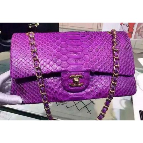Borse con patta Chanel serie 2.55 viola rosa pelle di pitone originale A1112SA oro