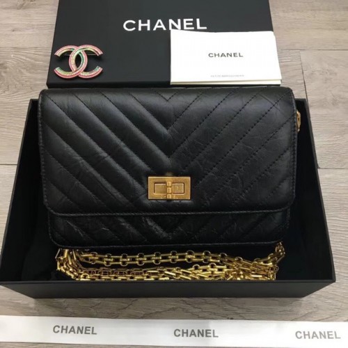 Chanel 2.55 Portafoglio con catena A70328 nero