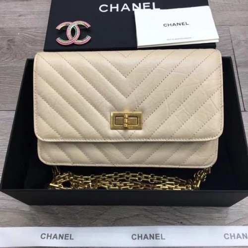 Chanel 2.55 Portafoglio con catena A70328 bianco crema
