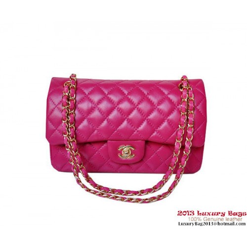 Chanel A01112 Borsa classica con patta Prugna pelle di pecora oro