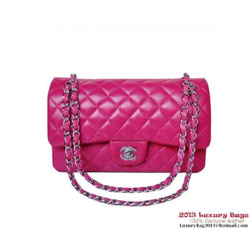 Chanel A01112 Borsa con patta classica Pelle di montone color prugna Argento