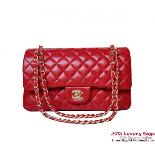 Chanel A01112 Borsa con patta classica Pelle di pecora rossa oro