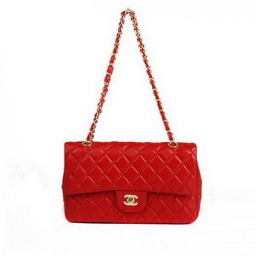 Chanel Borsa con patta serie 2.55 A01112 Hardware dorato in pelle rossa