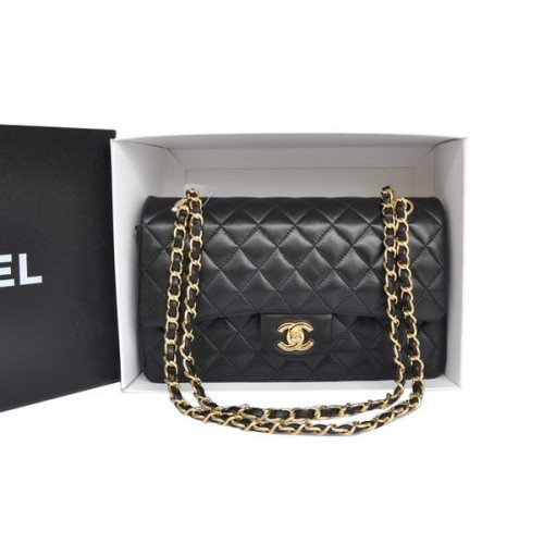 Borsa con patta Chanel A1112 serie 2.55 in pelle originale nera oro