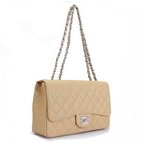 Borsa con patta in pelle di caviale Chanel A28600 Albicocca