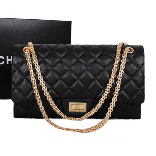 Chanel A30227 Borse con patta jumbo in pelle di montone nera oro