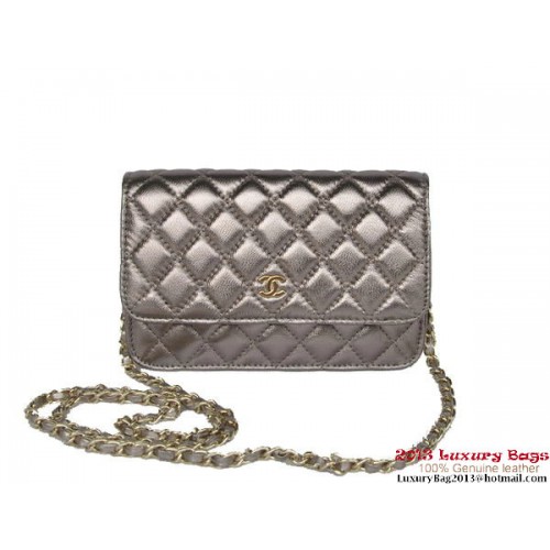 Chanel A33814 Borsa con patta in pelle di montone argento oro