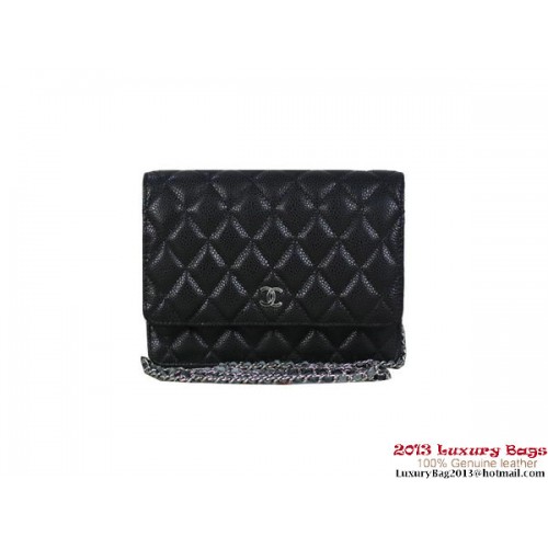 Chanel A33814 Mini borsa con patta in pelle Cannage originale nera