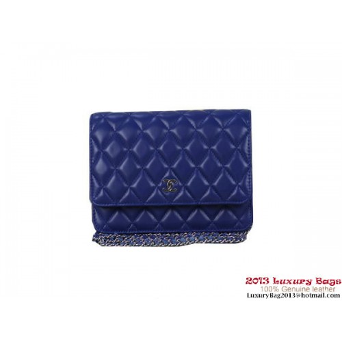 Chanel A33814 Mini borsa con patta in pelle originale RoyalBlue