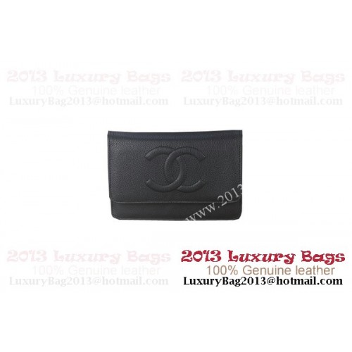 Chanel A48654 Mini borsa con patta in pelle a grana originale nera