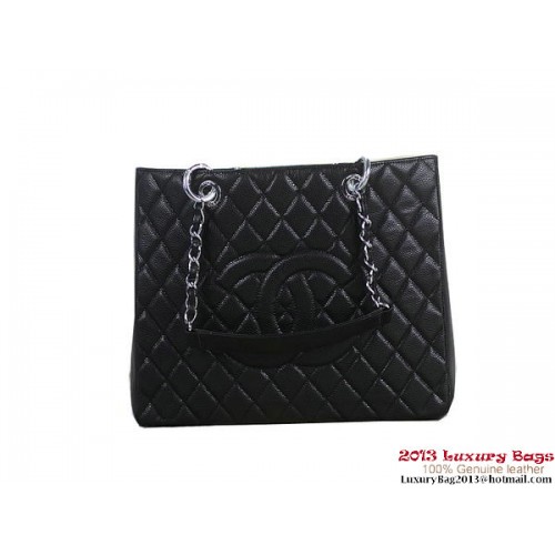 Chanel A50995 Borsa a tracolla in pelle Cannage originale nera argento