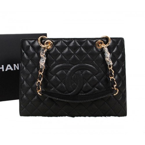Chanel A50995 Borsa a tracolla in pelle originale nera oro