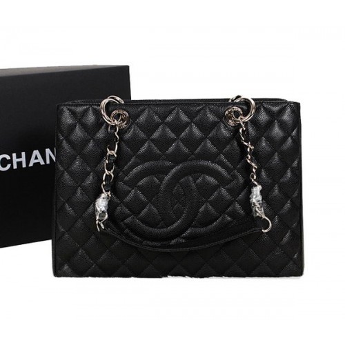 Chanel A50995 Borsa a tracolla in pelle originale nera argento