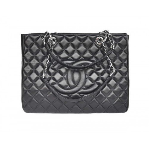 acquista a buon mercato Chanel A50995 Borsa a tracolla in pelle di montone nera argento