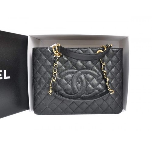 Borsa a tracolla in pelle di caviale originale Chanel A50995 nera