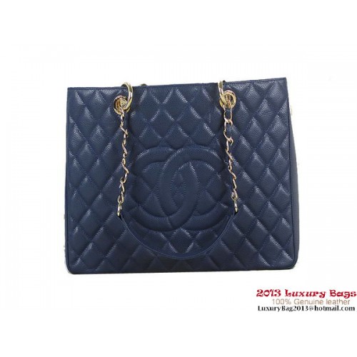 Chanel A50995 Borsa a tracolla in pelle Cannage originale RoyalBlue oro