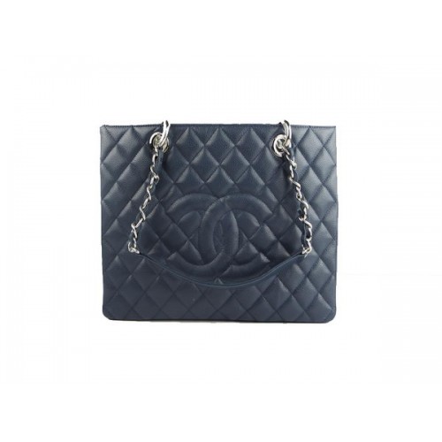 Chanel A50995 RoyalBlue originale borsa a tracolla in pelle Cannage argento